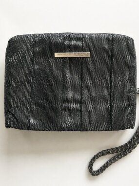 Vintage BCBG Metallic Clutch Y2K Glam Evening Dark Silver Bag Collector